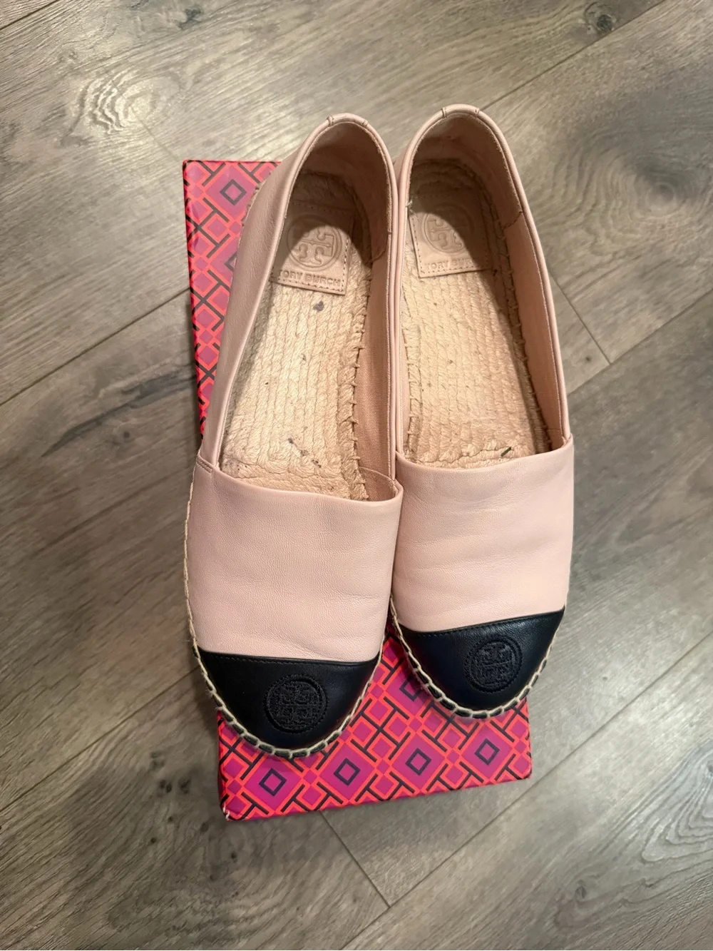 Tory Burch Seashell Pink Leather Espadrilles
